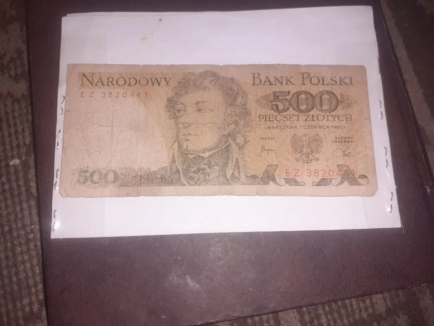 یک برگ اسکناس زیباکلکسیونی لهستانی|کلکسیون سکه، تمبر، اسکناس|کاشان, شهرک انقلاب|دیوار