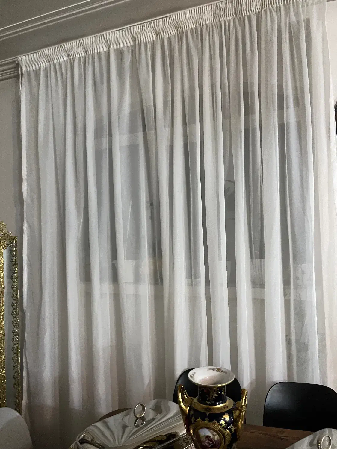 پرده حریر ساده با والن|پرده، رانر، رومیزی|تبریز, |دیوار