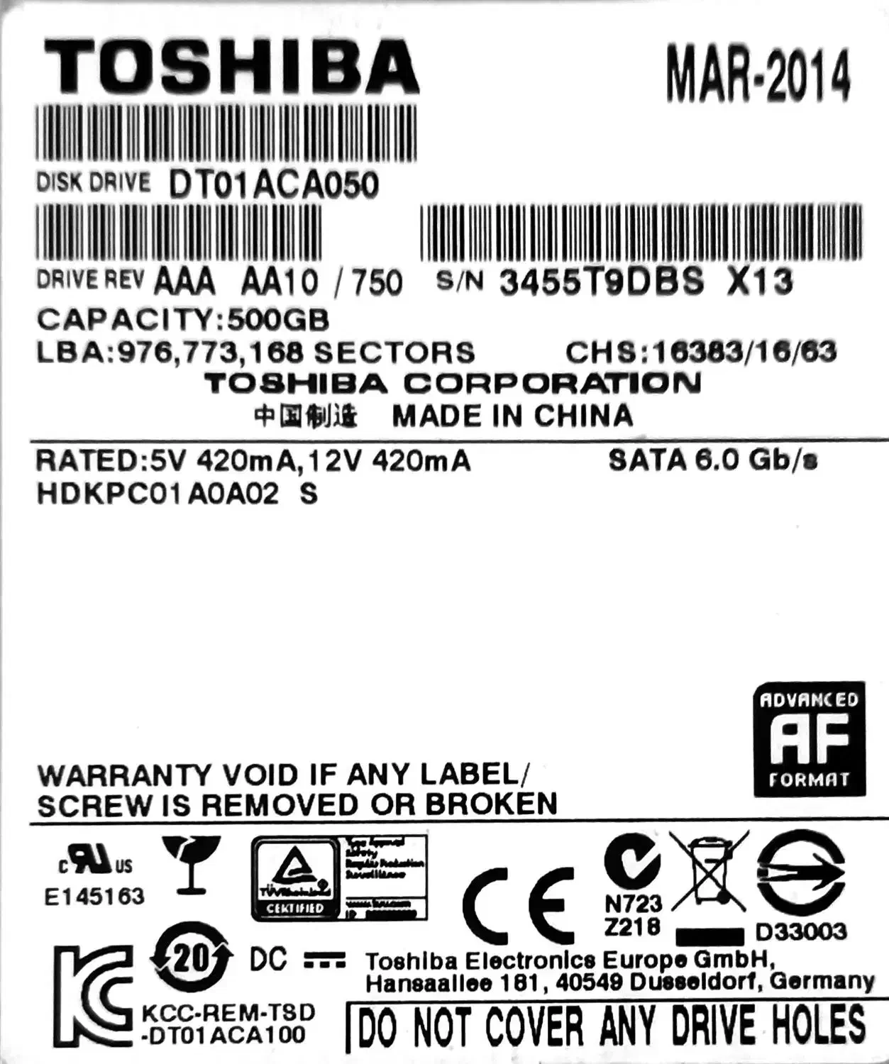 هارد اینترنال توشیبا ۵۰۰ گیگ|قطعات و لوازم جانبی رایانه|رشت, نامجو|دیوار