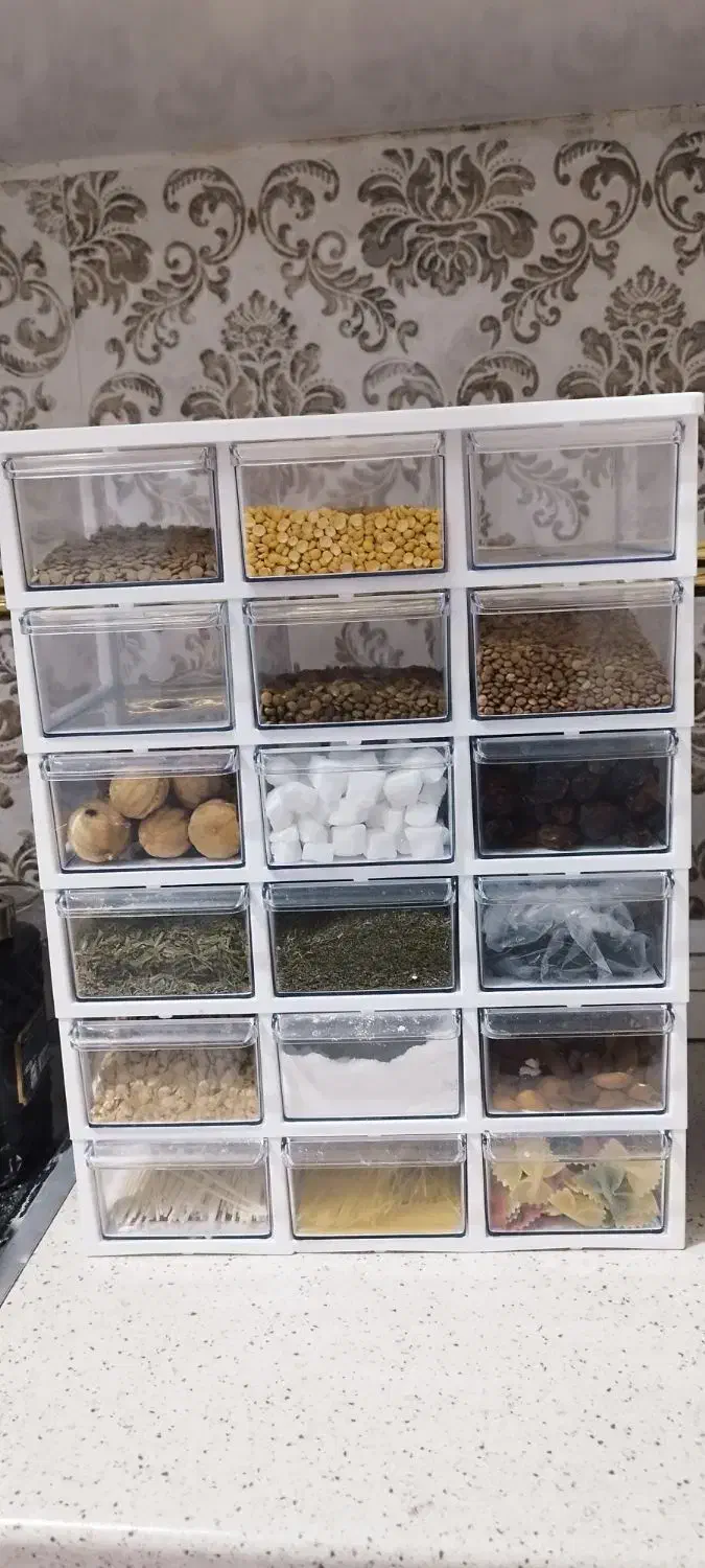 جا ادویه و حبوبات|ظروف نگهدارنده، پلاستیکی، یک‌بارمصرف|پرند, فاز ۶|دیوار