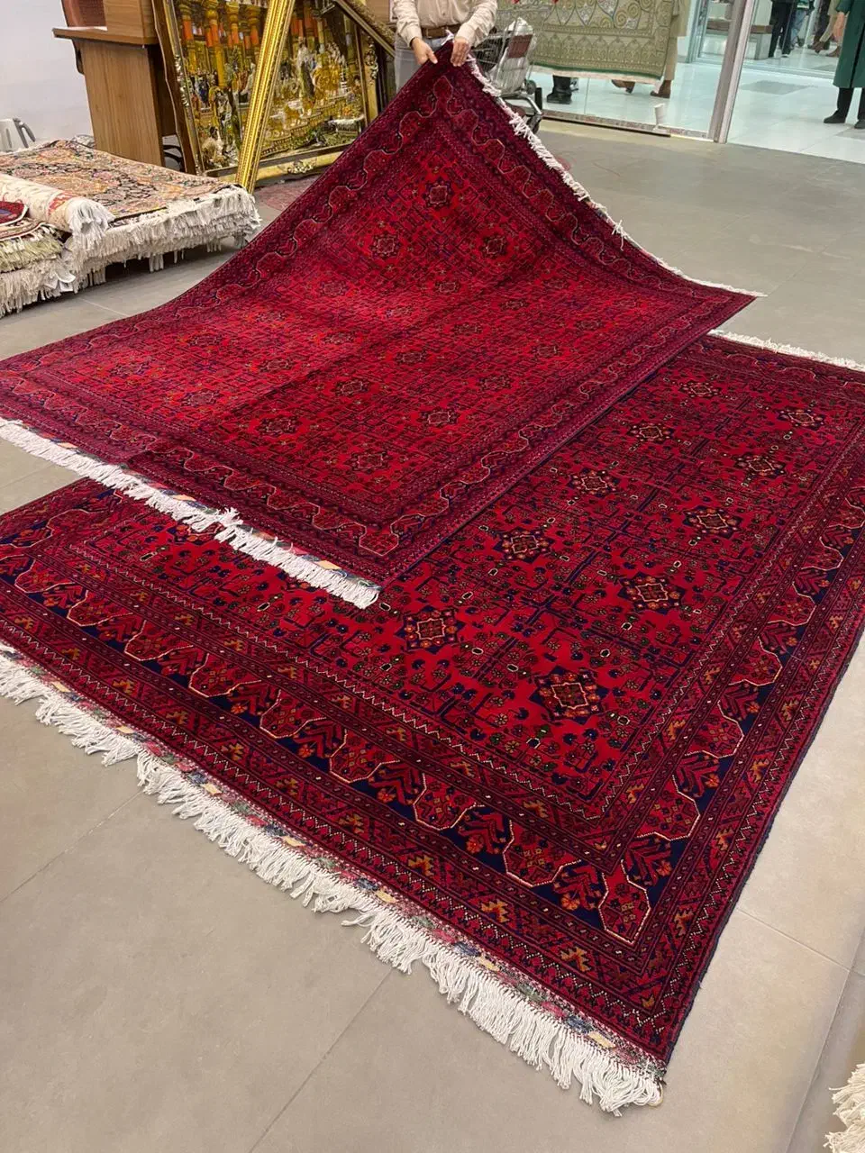 فرش دستباف (بساک) جفت ۶ متری نفیس لاکی|فرش|مشکیندشت, |دیوار