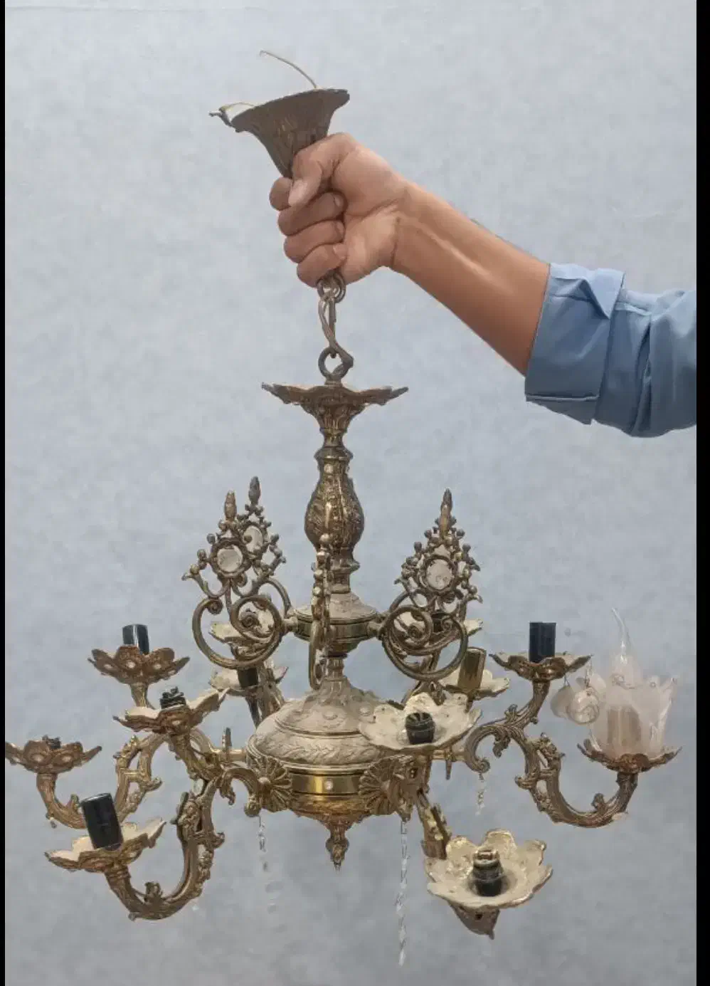 لوستر قدیمی برنز|لوستر و چراغ آویز|زاهدان, |دیوار