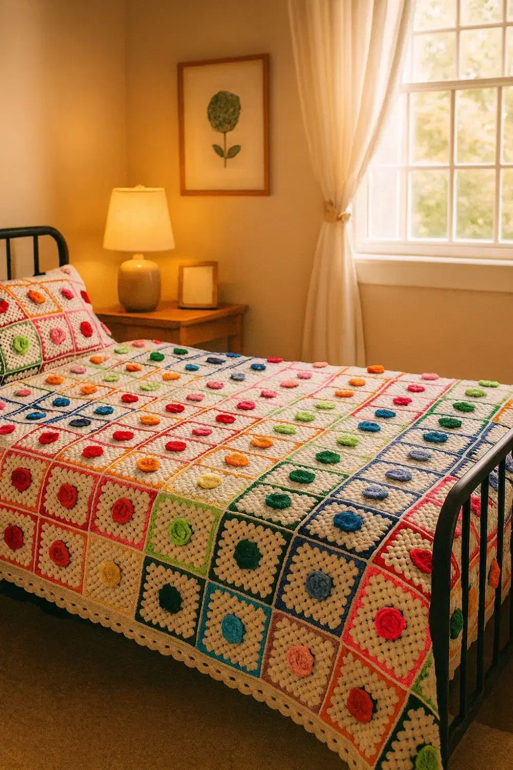 روتختی بافتنی دو نفره رنگین کمانی به همراه کیف|سرویس روتختی|پردیس, فاز ۸|دیوار