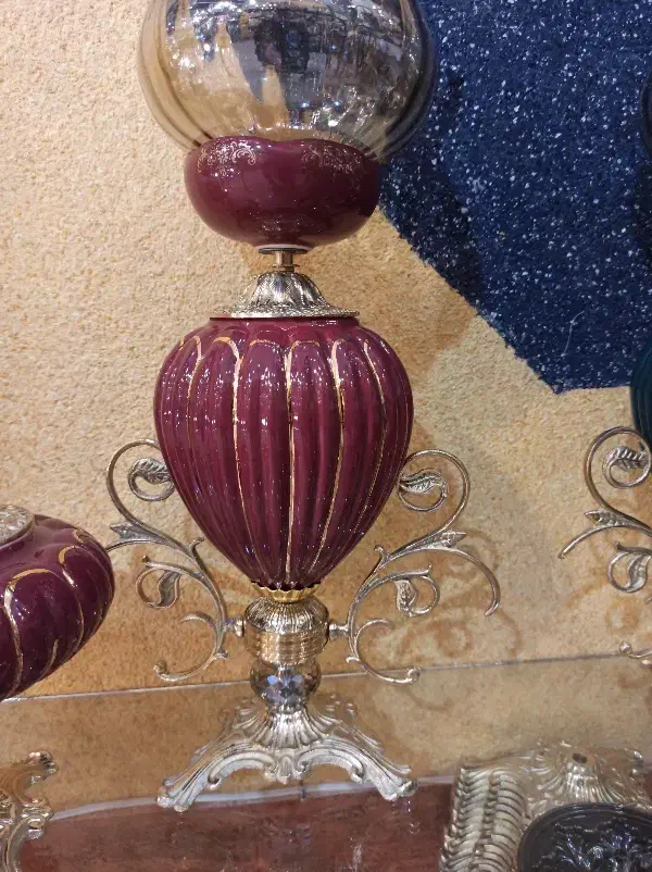 چراغ برنز -لاله-لامپا سه تیکه زرشکی|صنایع دستی و سایر لوازم تزئینی|اردبیل, |دیوار