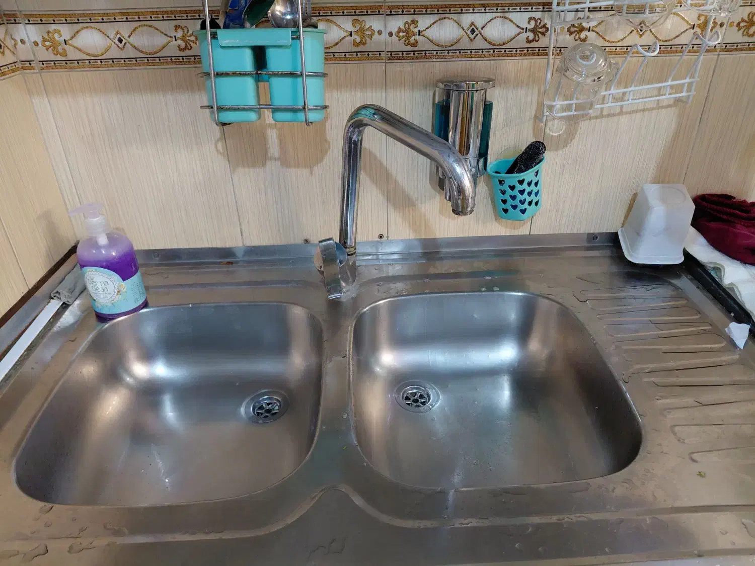 سینک دو لگن|آب‌چکان و نظم‌دهنده ظروف|تهران, شهرک صادقیه|دیوار