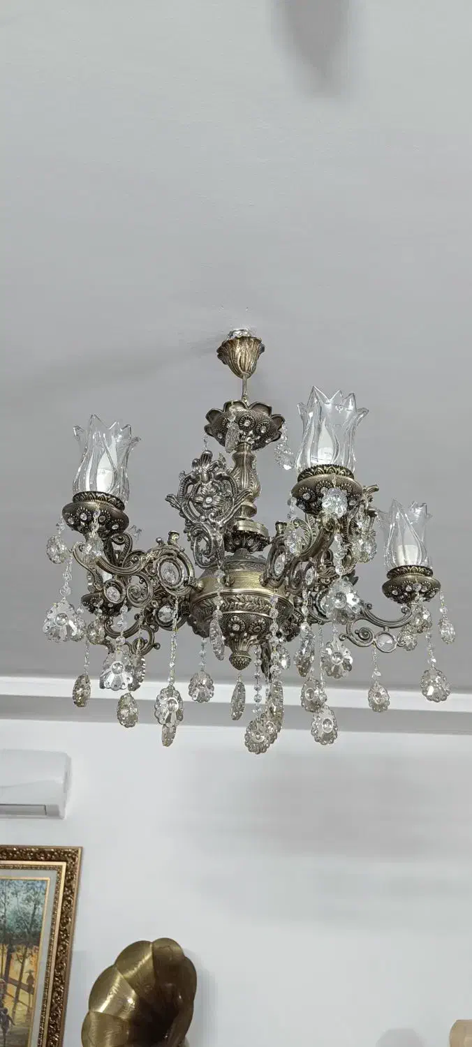 لوستر 5 شعله . فلز و کریستال|لوستر و چراغ آویز|مشهد, رضاشهر|دیوار