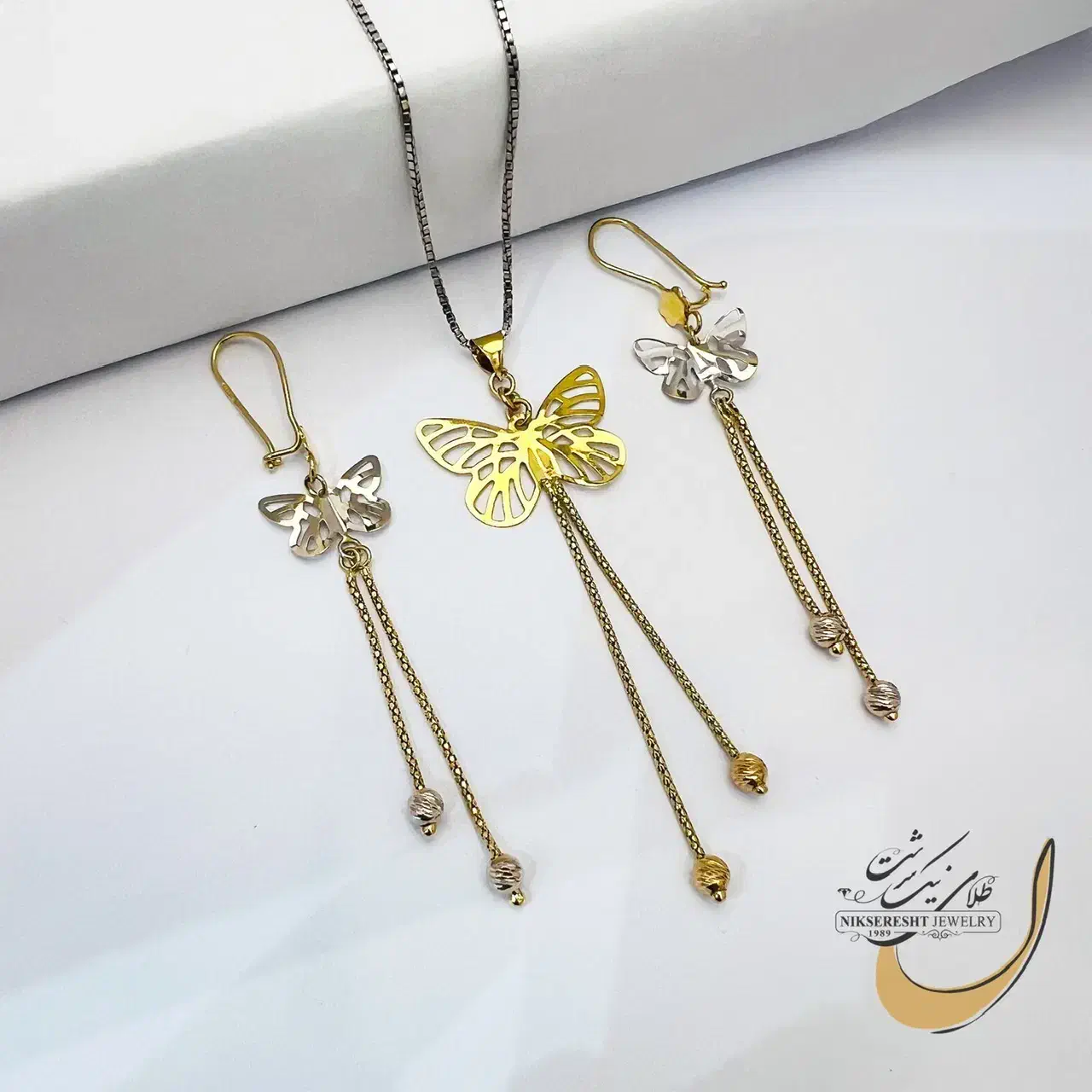 فروش نیم ست پروانه طلای ۱۸عیار اجرت ۴٪|جواهرات|شیراز, سینما سعدی|دیوار