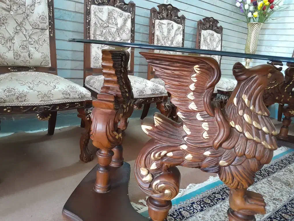 میز نهارخوری چوب گردو ۶ نفره اعیانی|میز و صندلی غذاخوری|اصفهان, ملاصدرا|دیوار