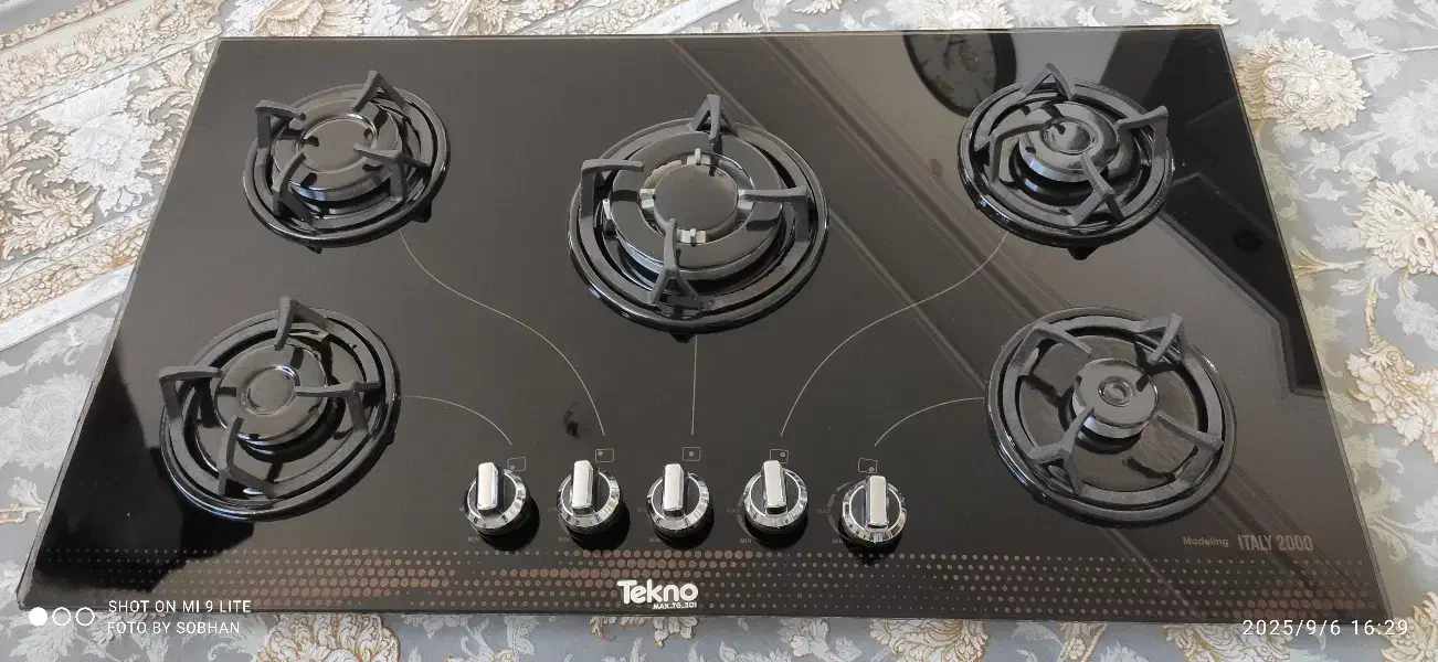 اجاق گاز صفحه ای tekno italia مجهز ترموکوپل ۵ شعله|اجاق گاز و لوازم برقی پخت‌وپز|یزد, |دیوار