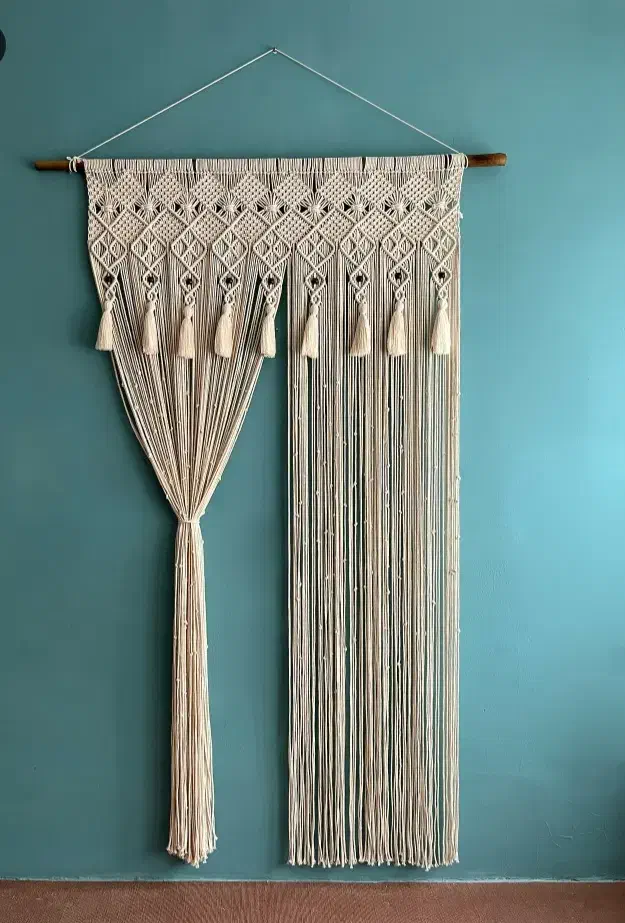 پرده مکرومه|پرده، رانر، رومیزی|شیراز, باغ تخت|دیوار