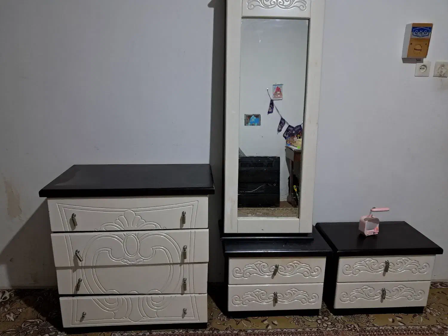 ست کمد و کشو وآینه کنار تختی|تخت و سرویس خواب|امیرکلا, |دیوار