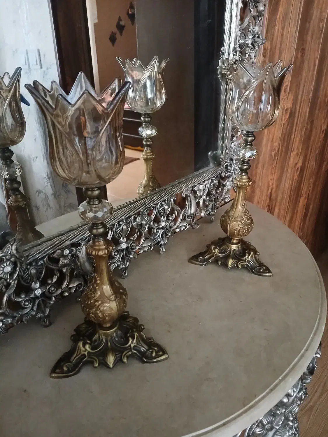 آینه و کنسول و شمعدان تک|بوفه، ویترین، کنسول|گلبهار, شهر جدید گلبهار|دیوار