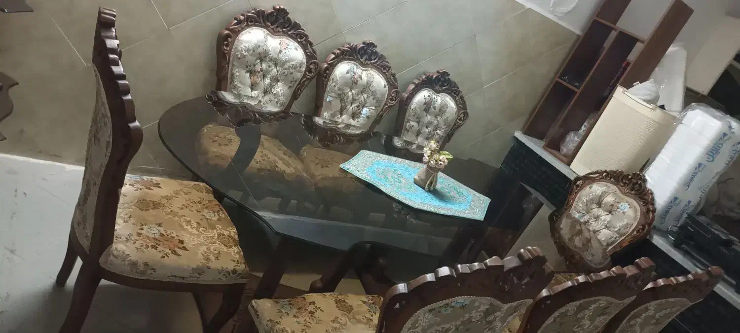 میز ناهار خوری 8نفره سالم تمیز، مبلمان 9نفر|میز و صندلی غذاخوری|پیشوا, |دیوار