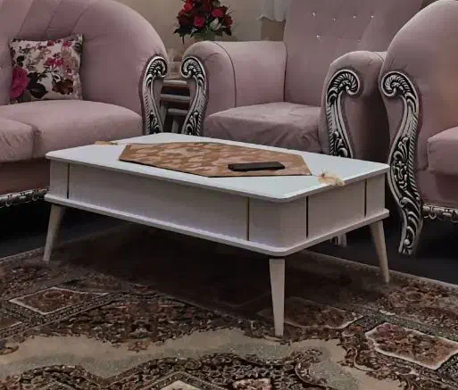 میز و سه عدد عسلی سفید و طلایی|مبلمان خانگی و میز عسلی|پرند, فاز ۶|دیوار