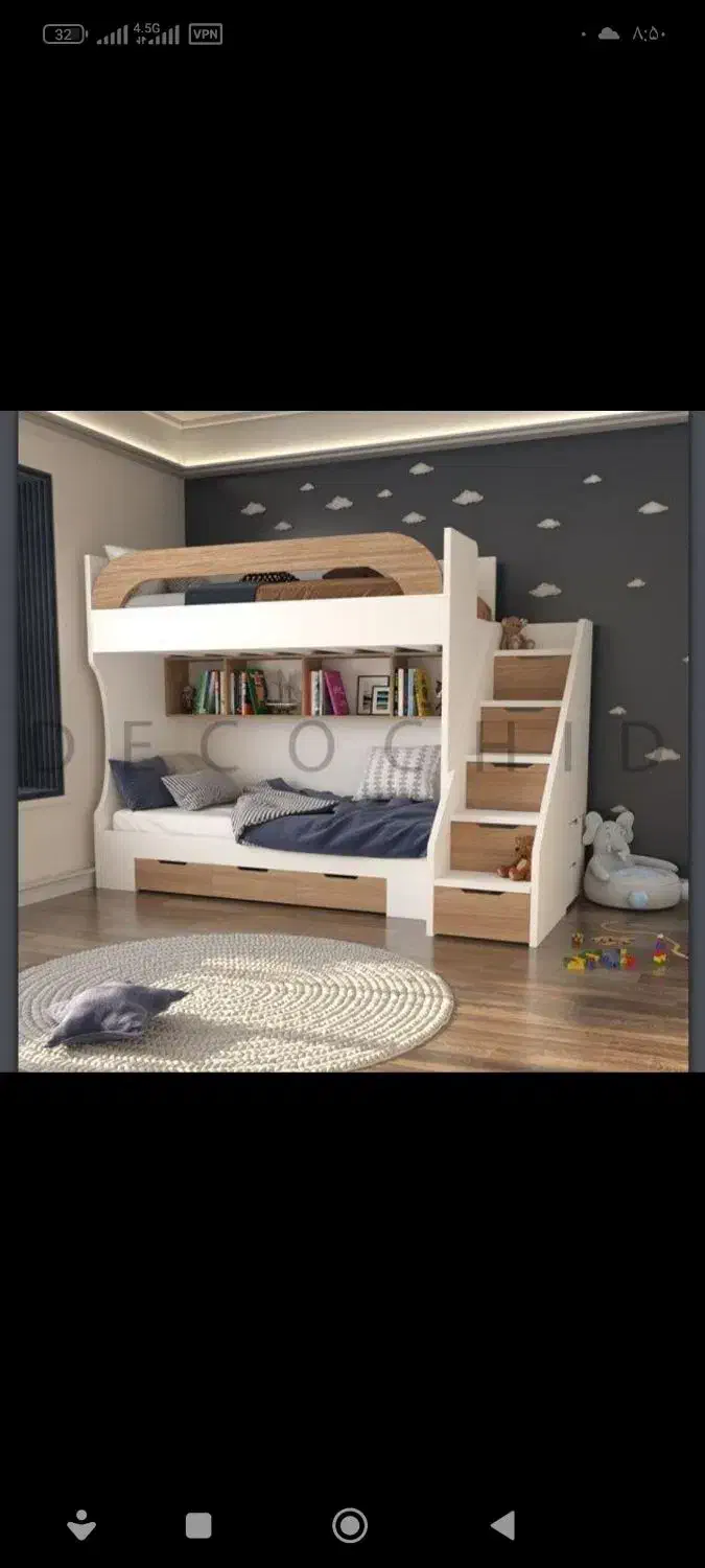 تخت خواب دو طبقه ام دی اف  ۲۷ میلیون|تخت و سرویس خواب|تبریز, |دیوار