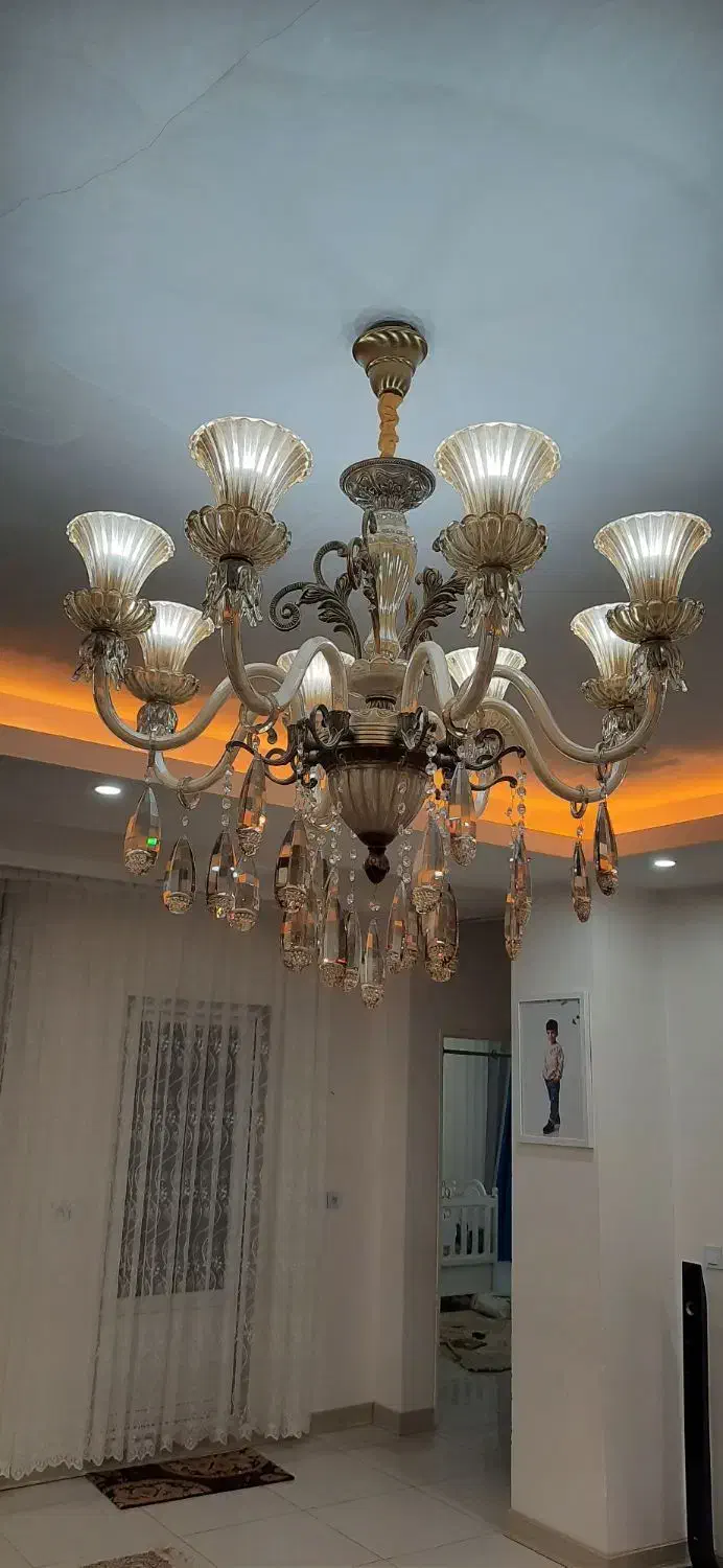 لوستر کریستال شیشه ای|لوستر و چراغ آویز|کرج, محمود آباد|دیوار