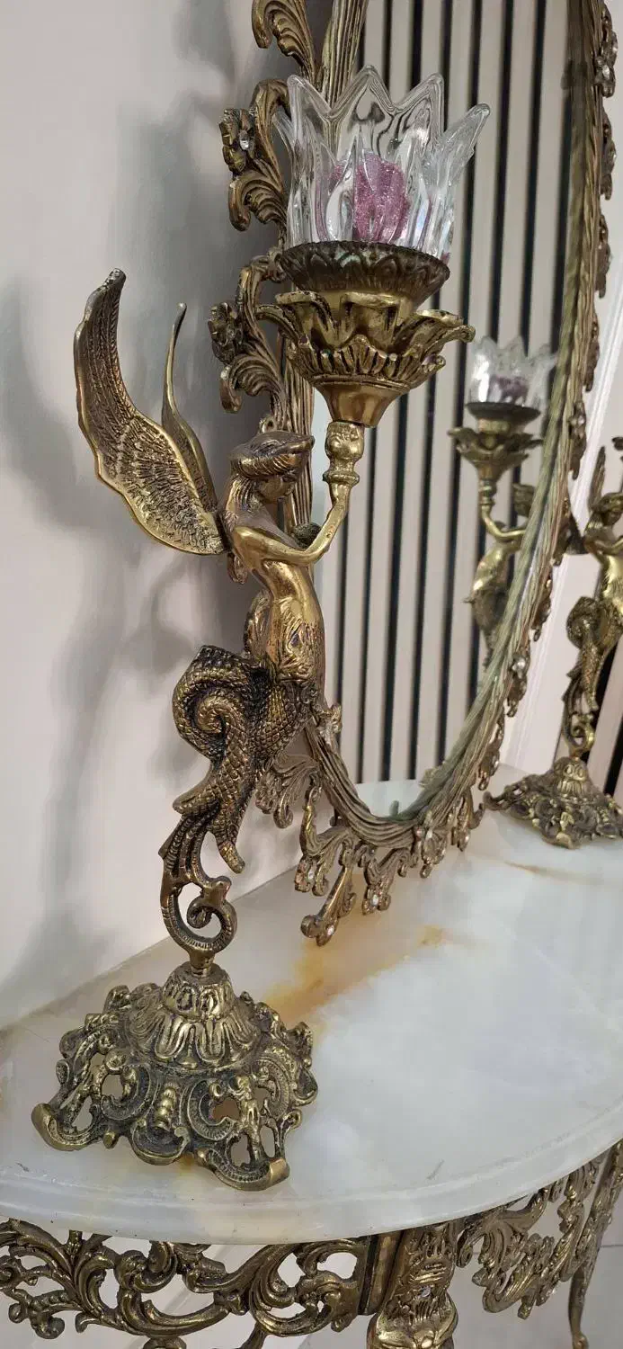 اینه وشمعدان برنجی|بوفه، ویترین، کنسول|ری, دیلمان|دیوار