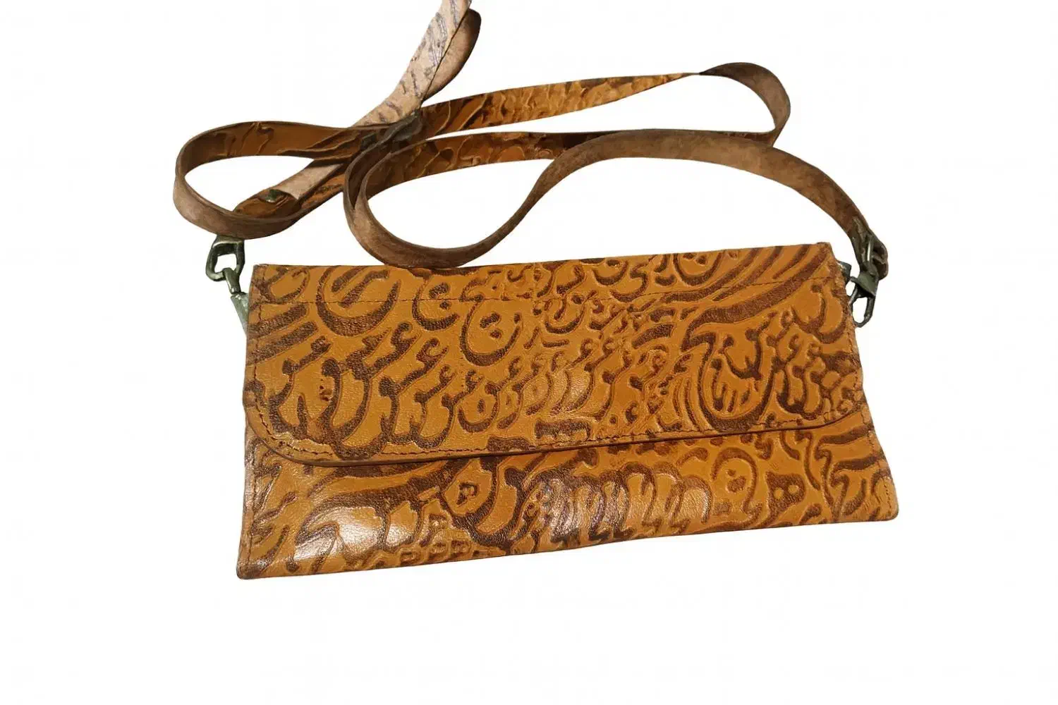 کیف پول چرمی زنانه زیبا، طرح نستعلیق، بند دوشی|کیف، کفش، کمربند|رشت, پورسینا|دیوار