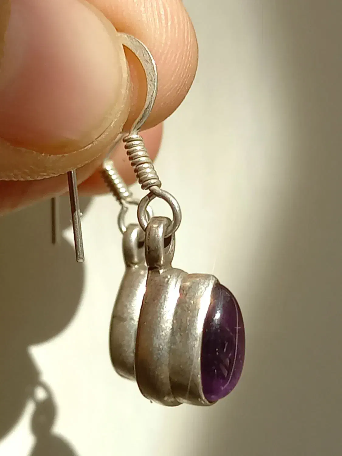 گوشواره نقره قدیمی با سنگ آماتیس|جواهرات|تهران, آرژانتین|دیوار