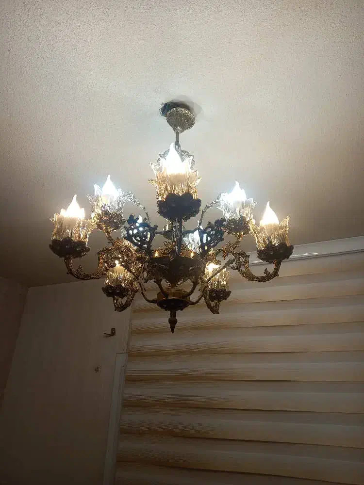 لوستر برنجی 5شاخه|لوستر و چراغ آویز|اراک, |دیوار