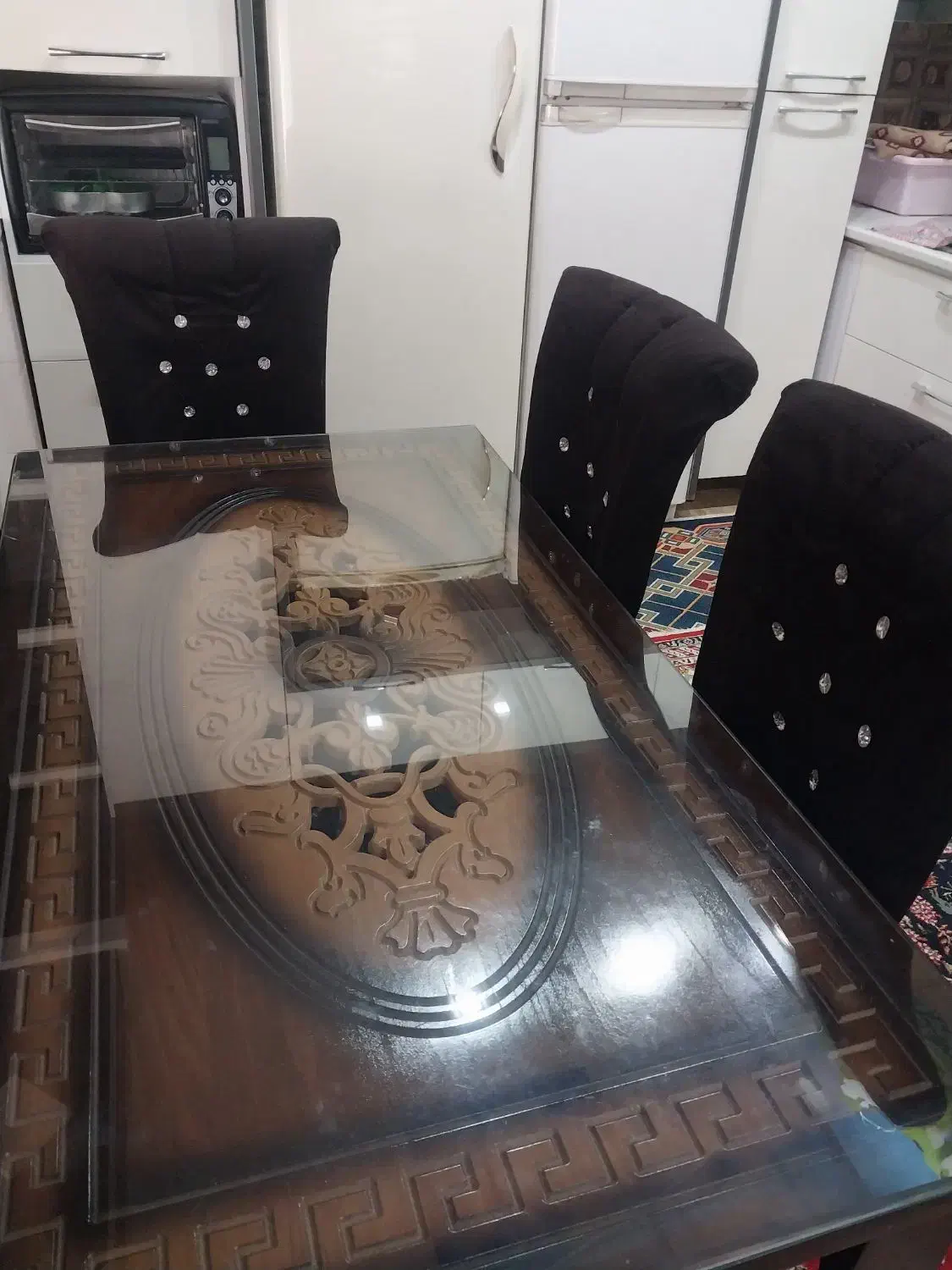 میز نهار خوری شش نفره کار کرده|میز و صندلی غذاخوری|کنگاور, |دیوار