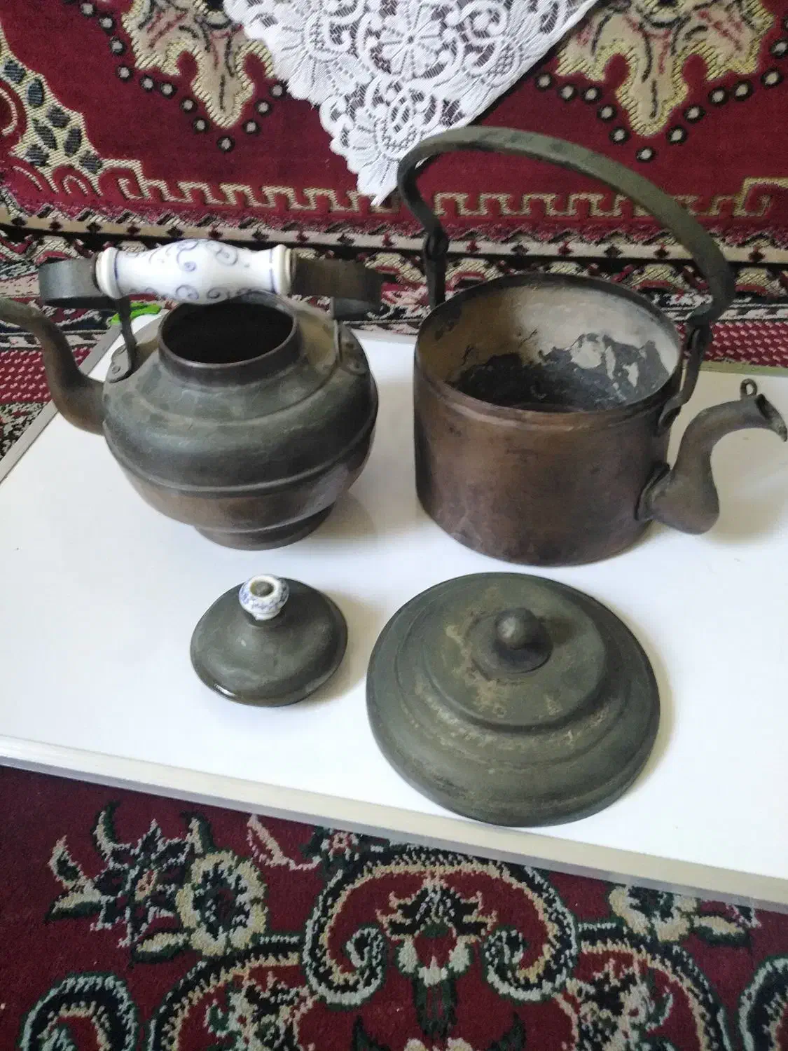 کتری روسی دسته چینی کتری ساده ایرانی|ظروف پخت‌وپز|شیراز, پودنک|دیوار