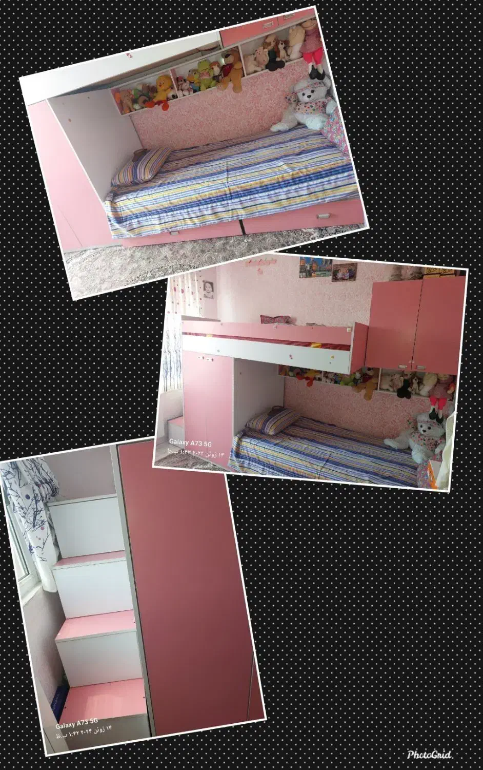 تخت دوطبقه ومیزتحریر کتابخانه دار|تخت و سرویس خواب|محمدیه-قزوین, |دیوار