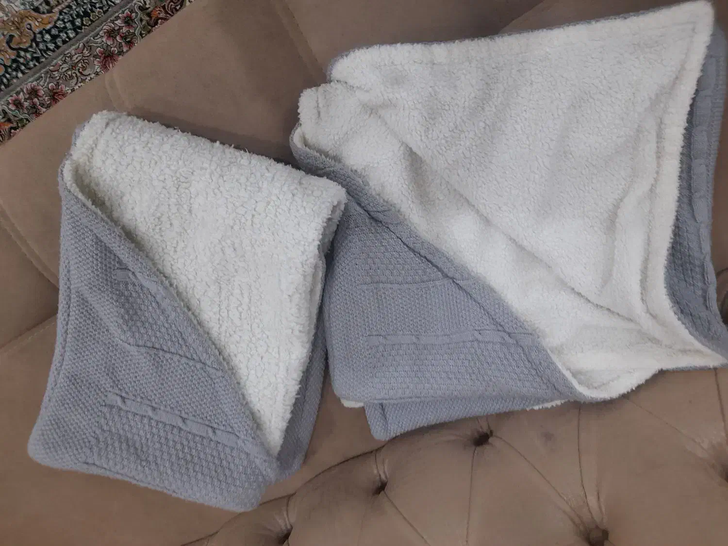 پتو دورپیچ بافت داخل کرکی کلاه دار|رختخواب، بالش، پتو|قدس, شهرک فرزان|دیوار