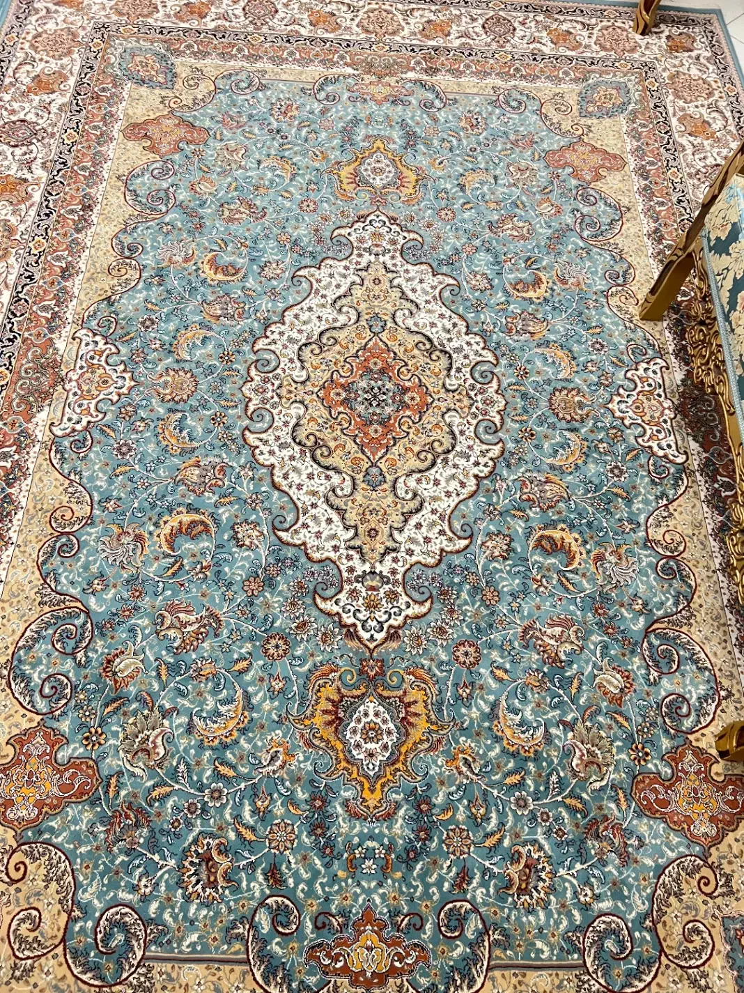 فرش ابی فیروزه ای|فرش|رودهن, |دیوار