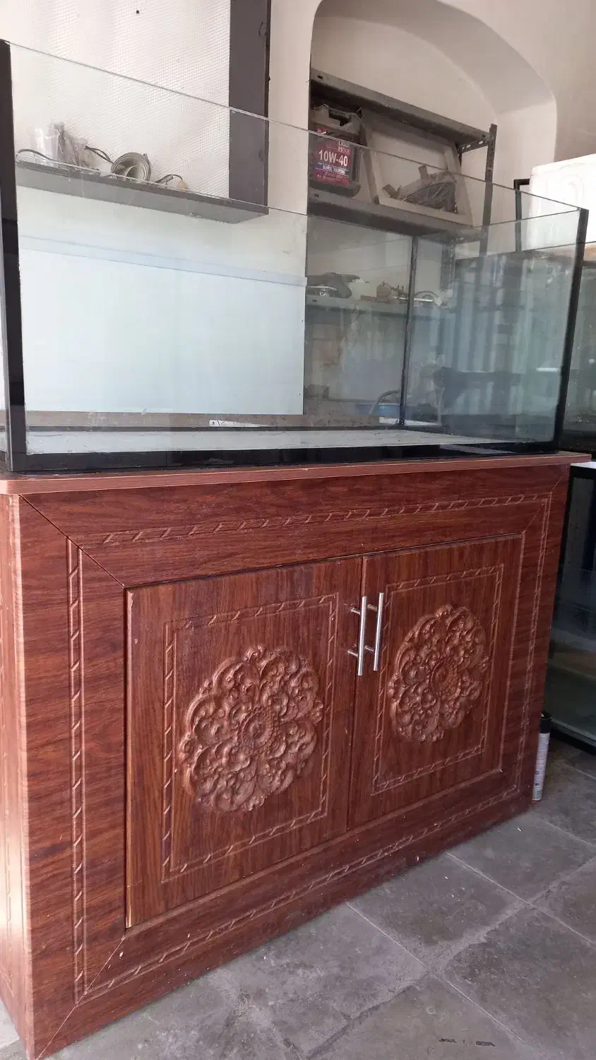 آکواریوم ریملس با پایه آهنی و ام دی اف وکیوم|ماهی|کرمان, |دیوار