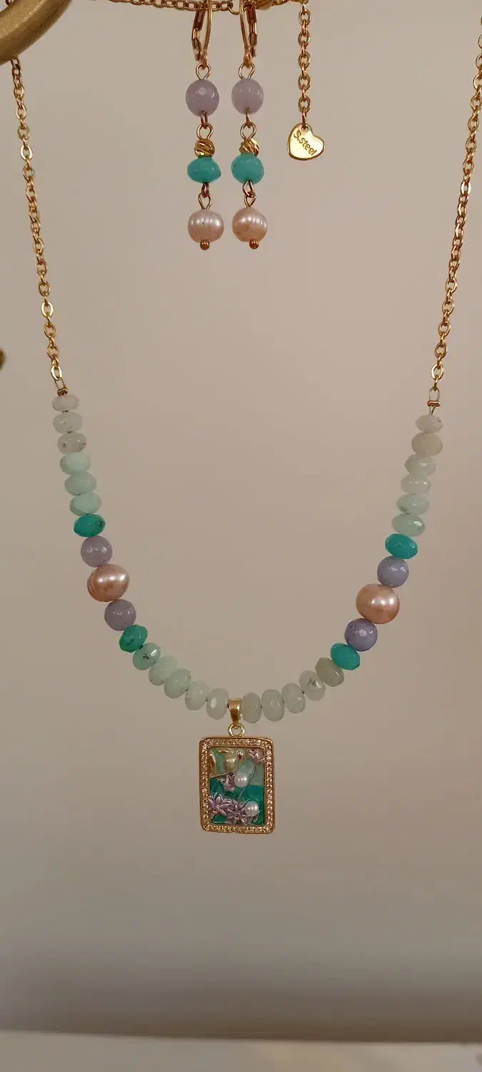 نیم ست مروارید پرورشی،آکوامارین و عقیق|جواهرات|تهران, حکیمیه|دیوار