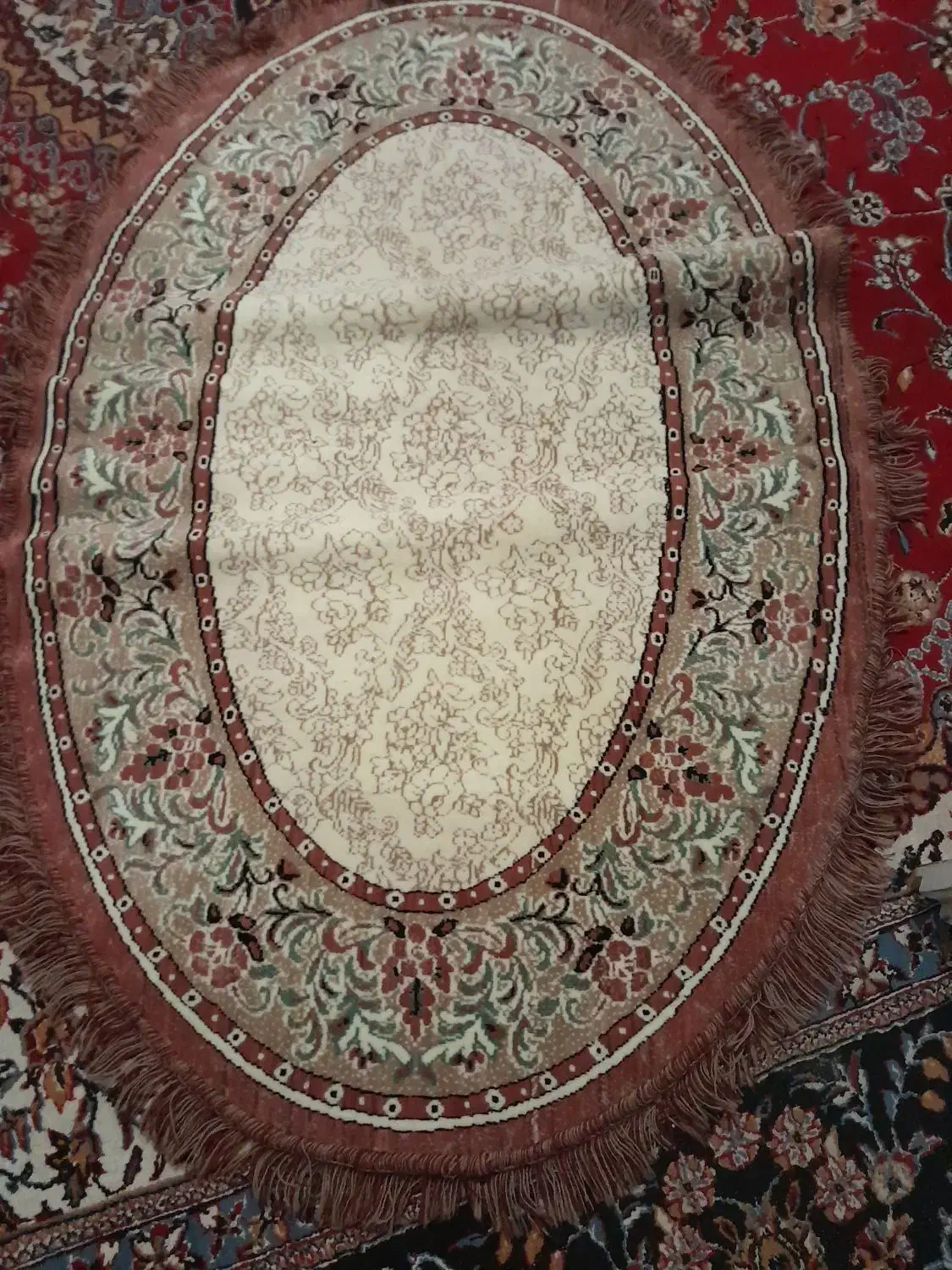 فرش بیضی نو|فرش|کاشان, درب زنجیر|دیوار