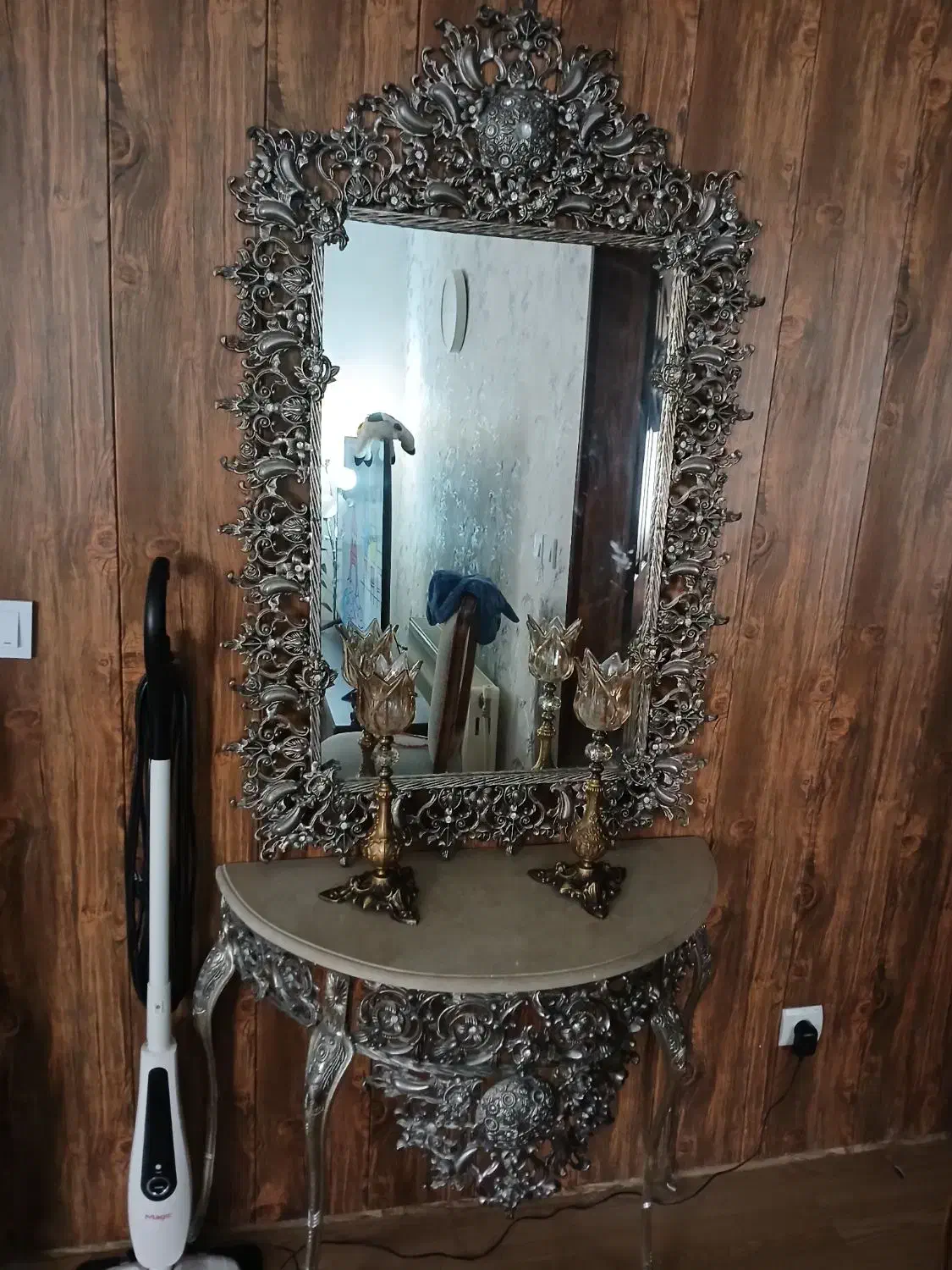 آینه و کنسول و شمعدان تک|بوفه، ویترین، کنسول|گلبهار, شهر جدید گلبهار|دیوار