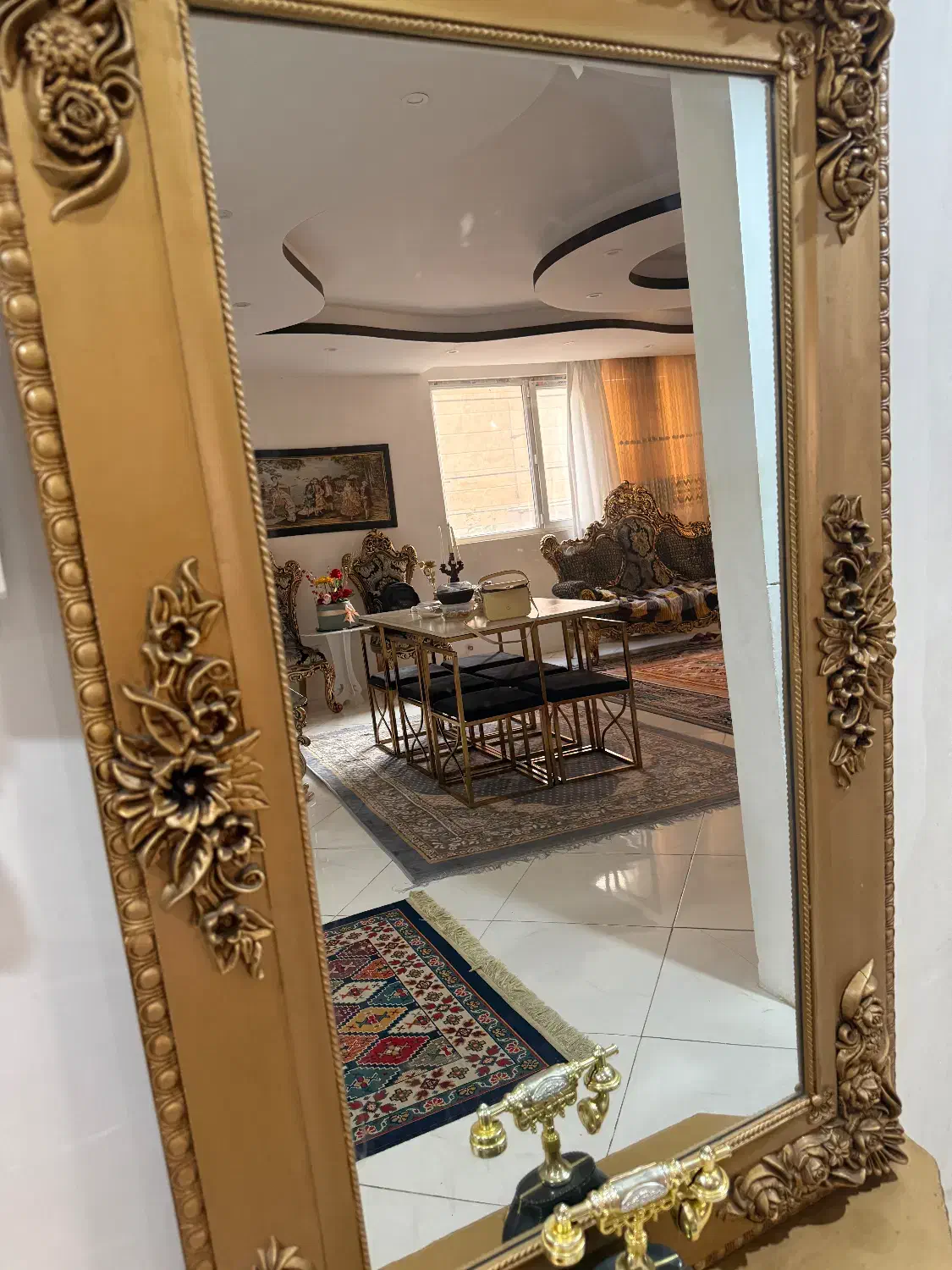 اینه کنسول چوب طلایی|مبلمان خانگی و میز عسلی|شیراز, فرهنگیان|دیوار