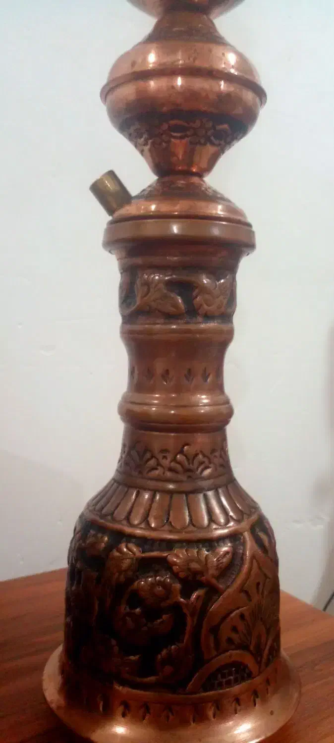 قلیان مسی هکاکی شده دست ساز|کلکسیون اشیاء عتیقه|بهشهر, |دیوار