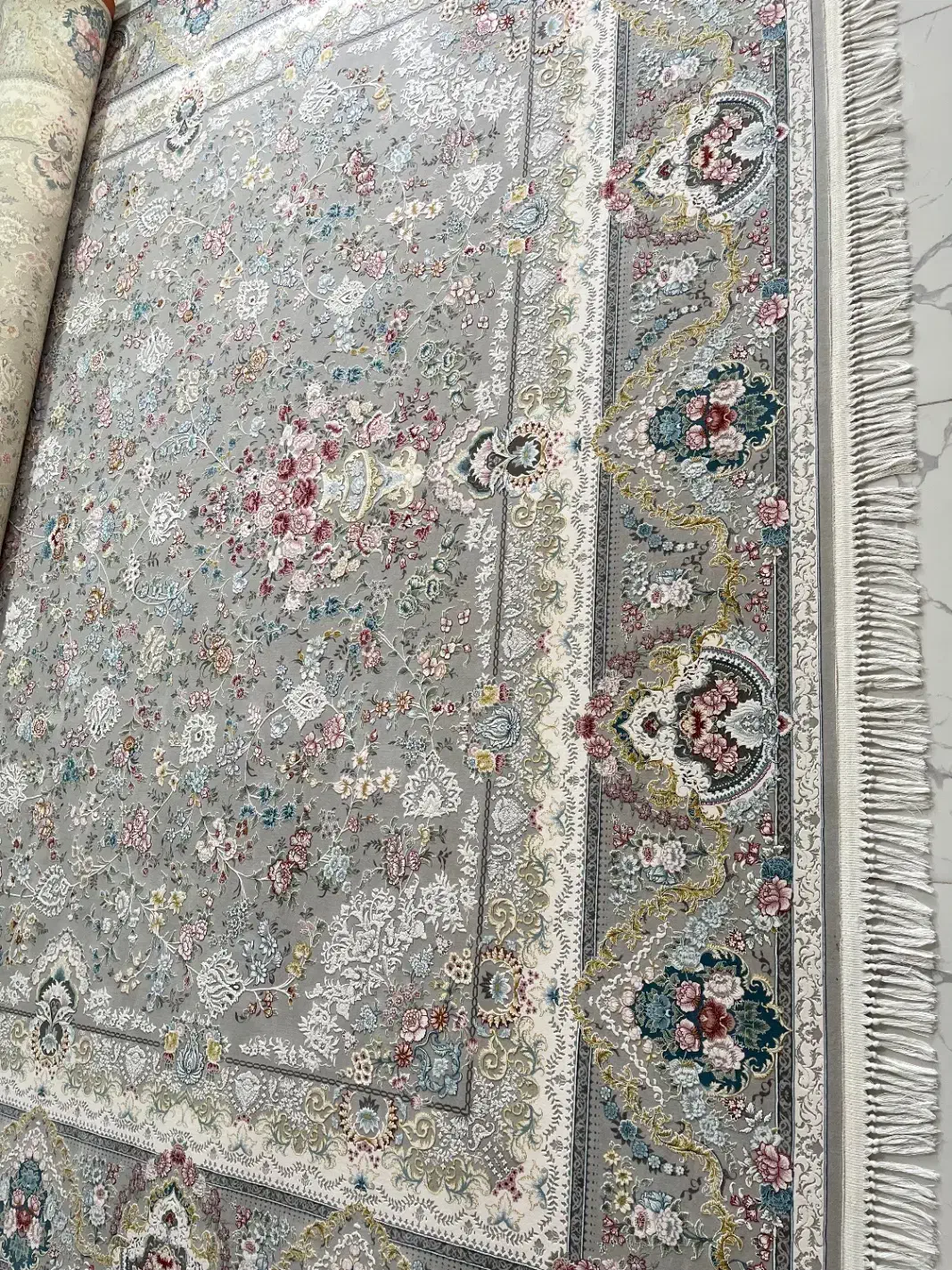 فرش 1500 شانه زمرد مشهد گل برجسته|فرش|جم, |دیوار