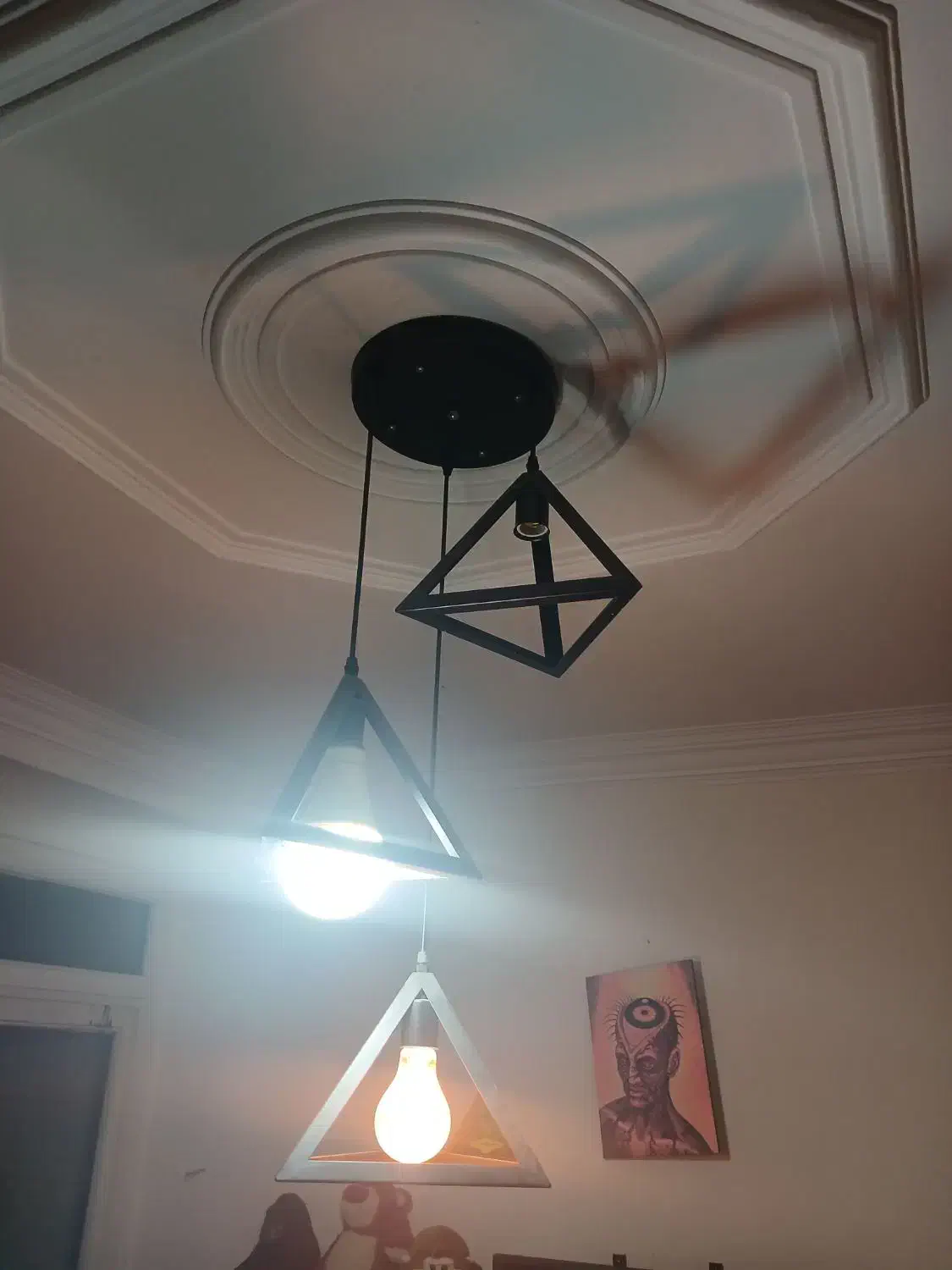 لوستر مدرن لوستر لوستر مشکی سه شعله مینیمال|لوستر و چراغ آویز|تهران, آسمان|دیوار