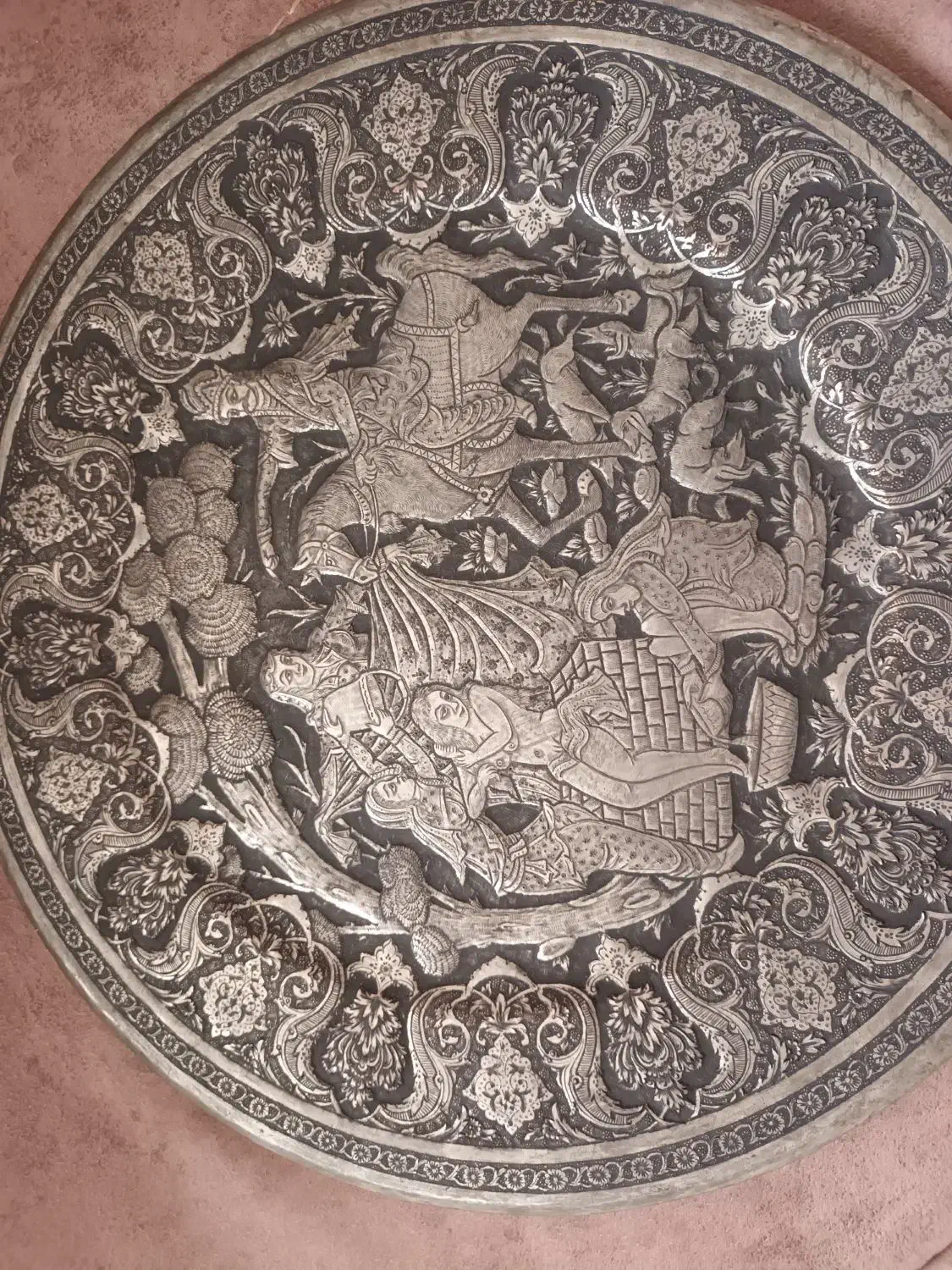 سینی سیاه قلم مسی|صنایع دستی و سایر لوازم تزئینی|کرج, شهرک فهمیده|دیوار