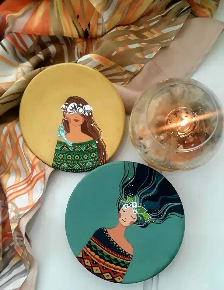 نقاشی روی سفال|تابلو، نقاشی، عکس|قم, دروازه چوبی|دیوار