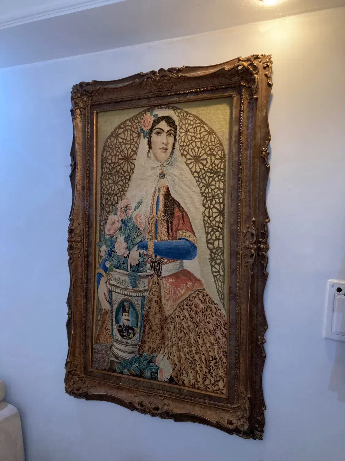 رخ زیبای دخترقاجارتابلو فرش خزان دستباف چله ابریشم|تابلو فرش|تهران, سازمان برنامه جنوبی|دیوار