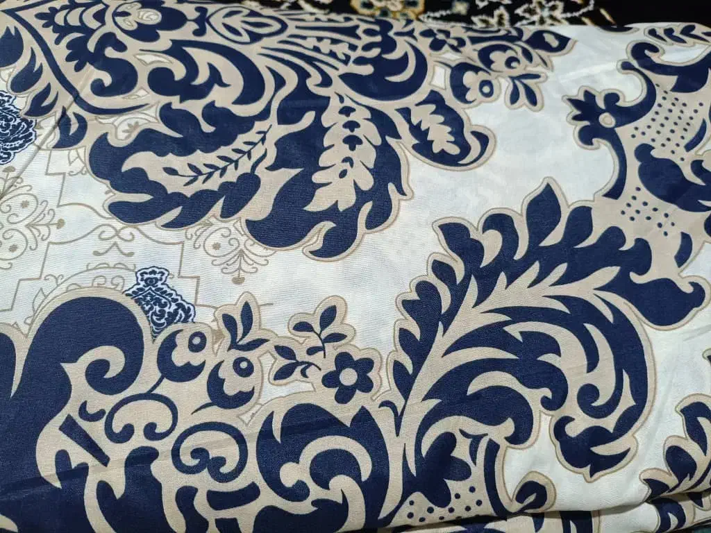 پارچه ملافه ست رنگ سرمه ای وکرم|رختخواب، بالش، پتو|اردبیل, |دیوار