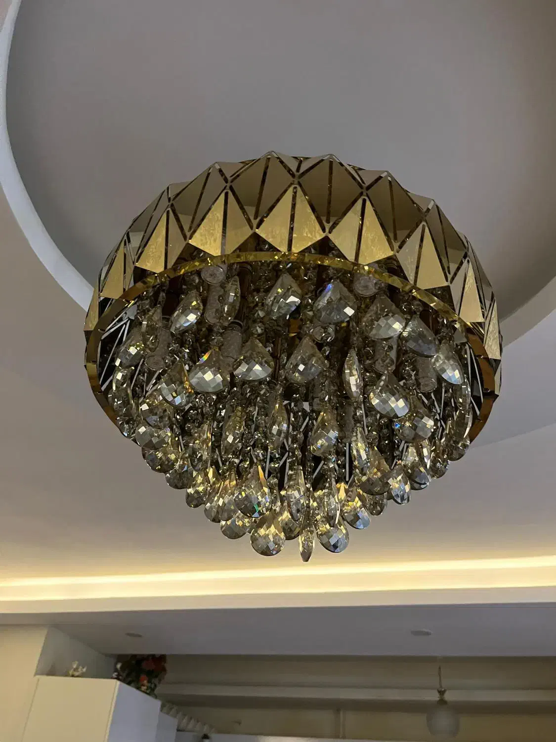 دو عدد لوستر سه بعدی طلایی سایز 55|لوستر و چراغ آویز|رشت, معلم|دیوار