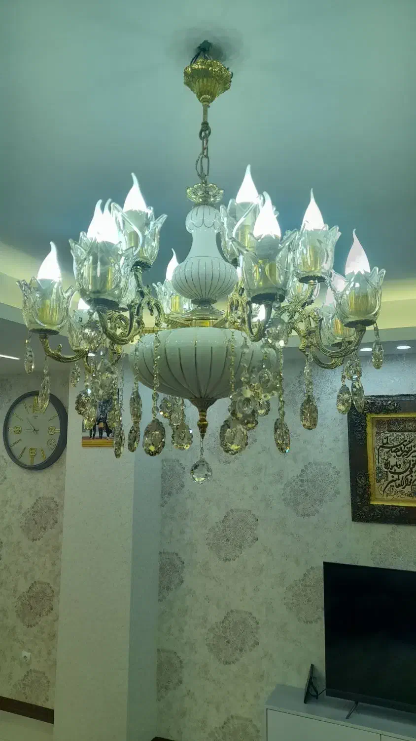 لوستر برنز ۱۶ شاخه .دیوار کوب ۴ شاخه برنز|لوستر و چراغ آویز|زنجان, |دیوار