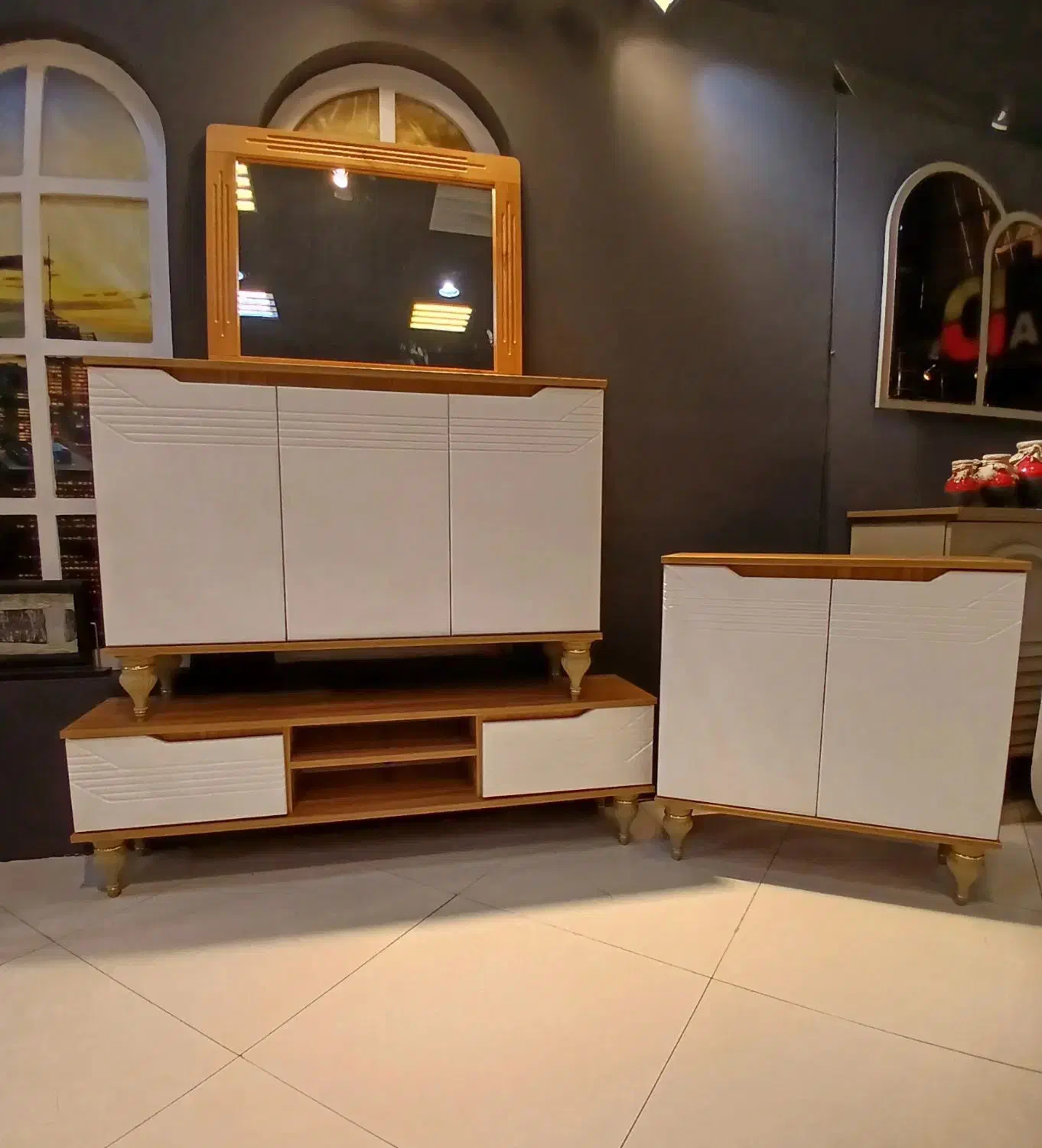 آینه کنسول میز تی‌وی جاکفشی|بوفه، ویترین، کنسول|بهارستان, |دیوار