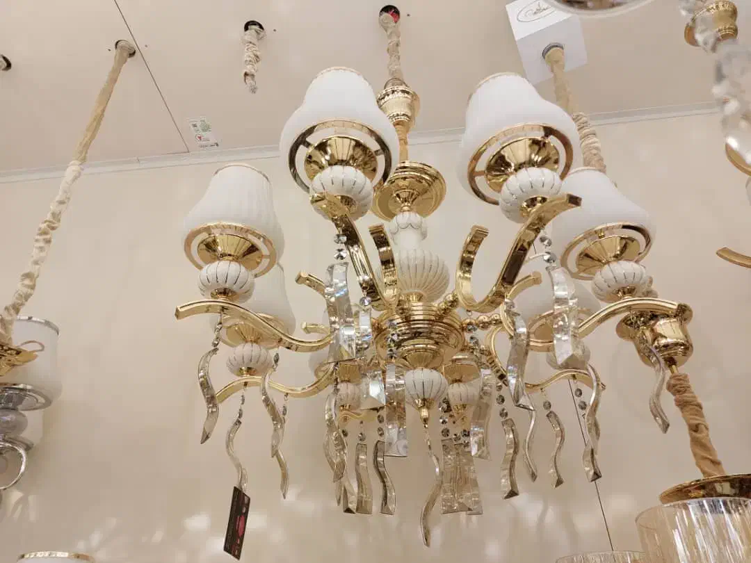 لوستر با کریستال های شامپاینی|لوستر و چراغ آویز|بندر کنگان, |دیوار