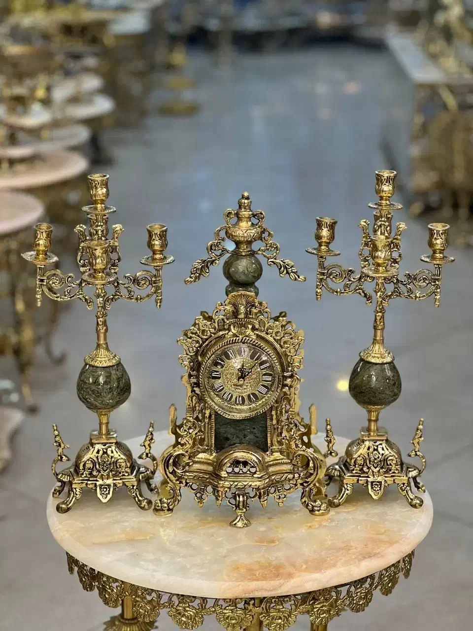 ست ساعت و شمعدان پایه سنگی|صنایع دستی و سایر لوازم تزئینی|مشهد, کارمندان دوم|دیوار