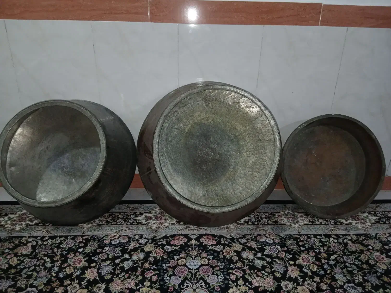 ۲عدد قزان مسی و۱عدد تشت مسی|ظروف پختوپز|کرمانشاه, |دیوار