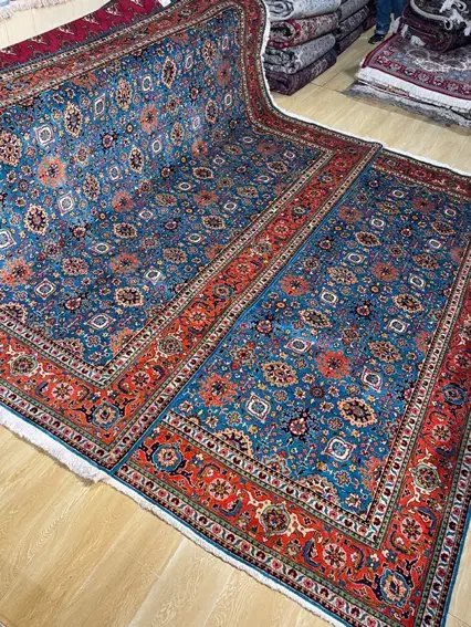 فرش دستبافت جفت ۸ متری تبریز زمینه ابی|فرش|تهران, سلسبیل شمالی|دیوار