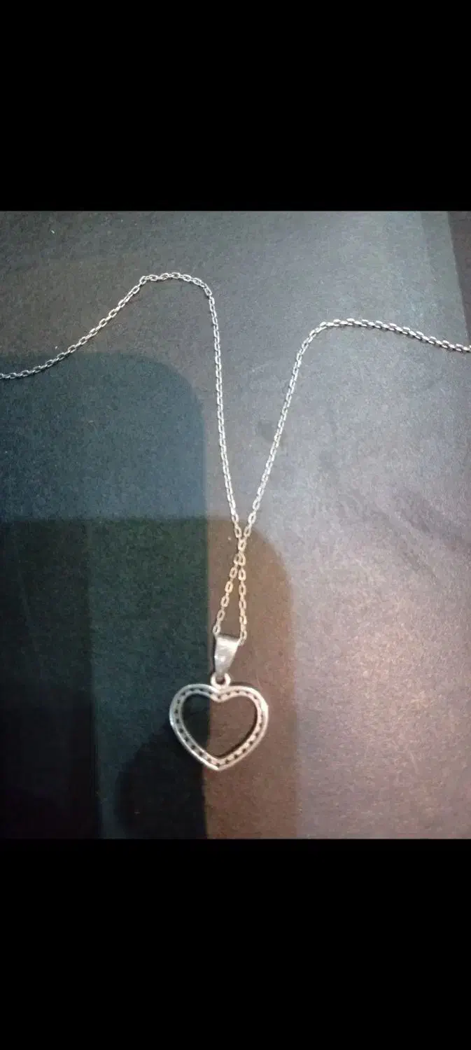 گردنبند قلب نقره با زنجیر|جواهرات|کرج, عظیمیه|دیوار