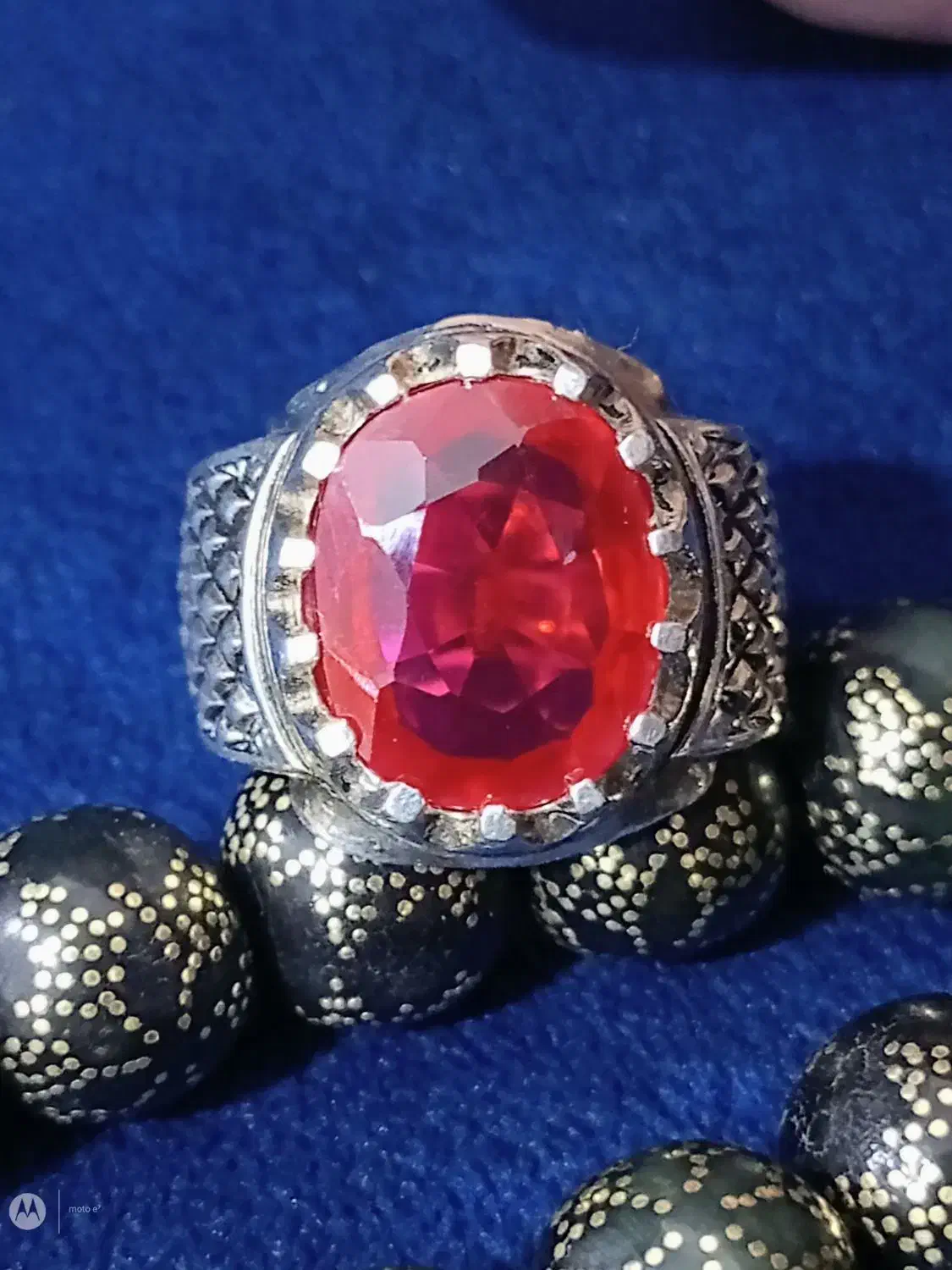 انگشتر نقره یاقوت وتسبیح کونل بسیار پر کار وزیبا|جواهرات|ایرانشهر, |دیوار